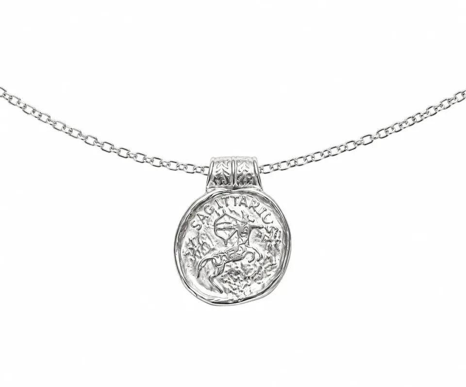 Wos Amulet halskjede sølv mynt 97 cm