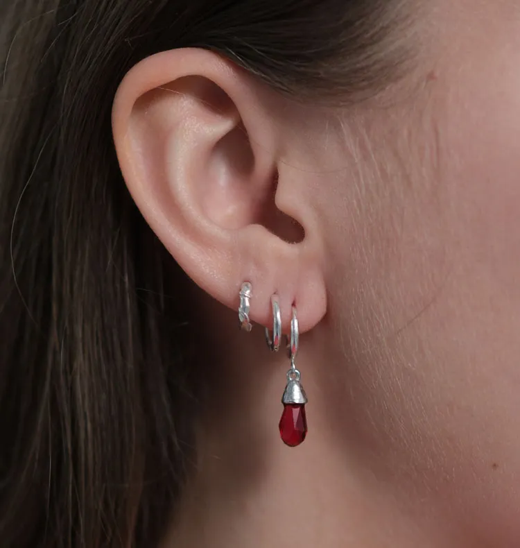 Wos Up Veja Crystal Drop single ørering rød sølv