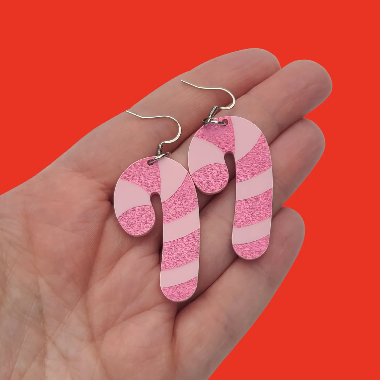MiniKitty Candy Canes øredobber pastellrosa jul
