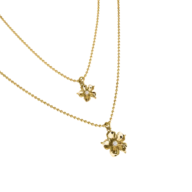 IOAKU La Fleur Double halskjede gull blomst