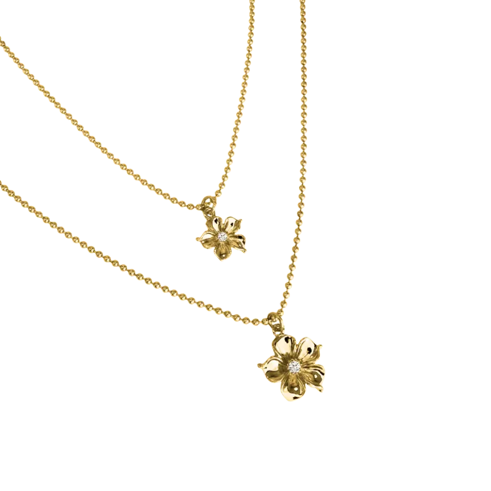 IOAKU La Fleur Double halskjede gull blomst