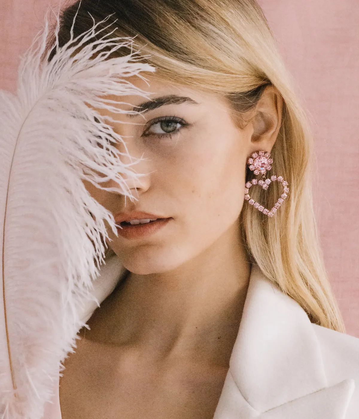 Loren Hope Cupid hjerteøredobber blush krystall
