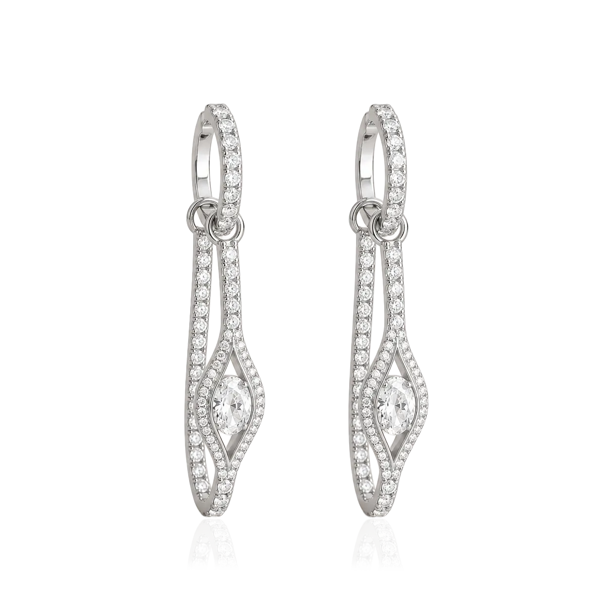 IOAKU Elecktra Sparkle Eye Hoop øredobber hvit 5 cm