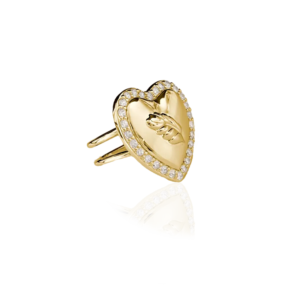 IOAKU Heart of Mistletoe ring gull justerbar