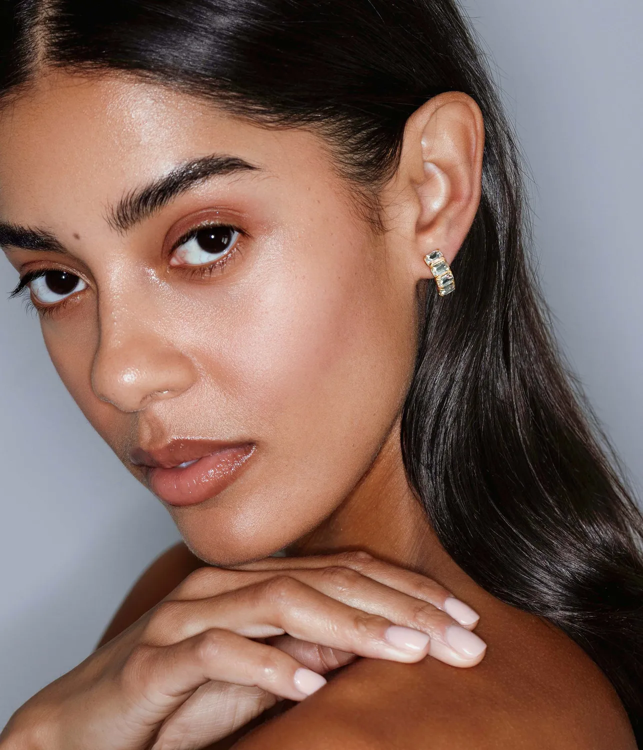 Loren Hope Austin Studs øredobber krystall gull baguette