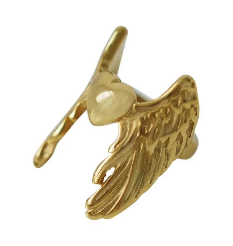 Wos UP Angel hjertering gull 18 mm 18k forgylt