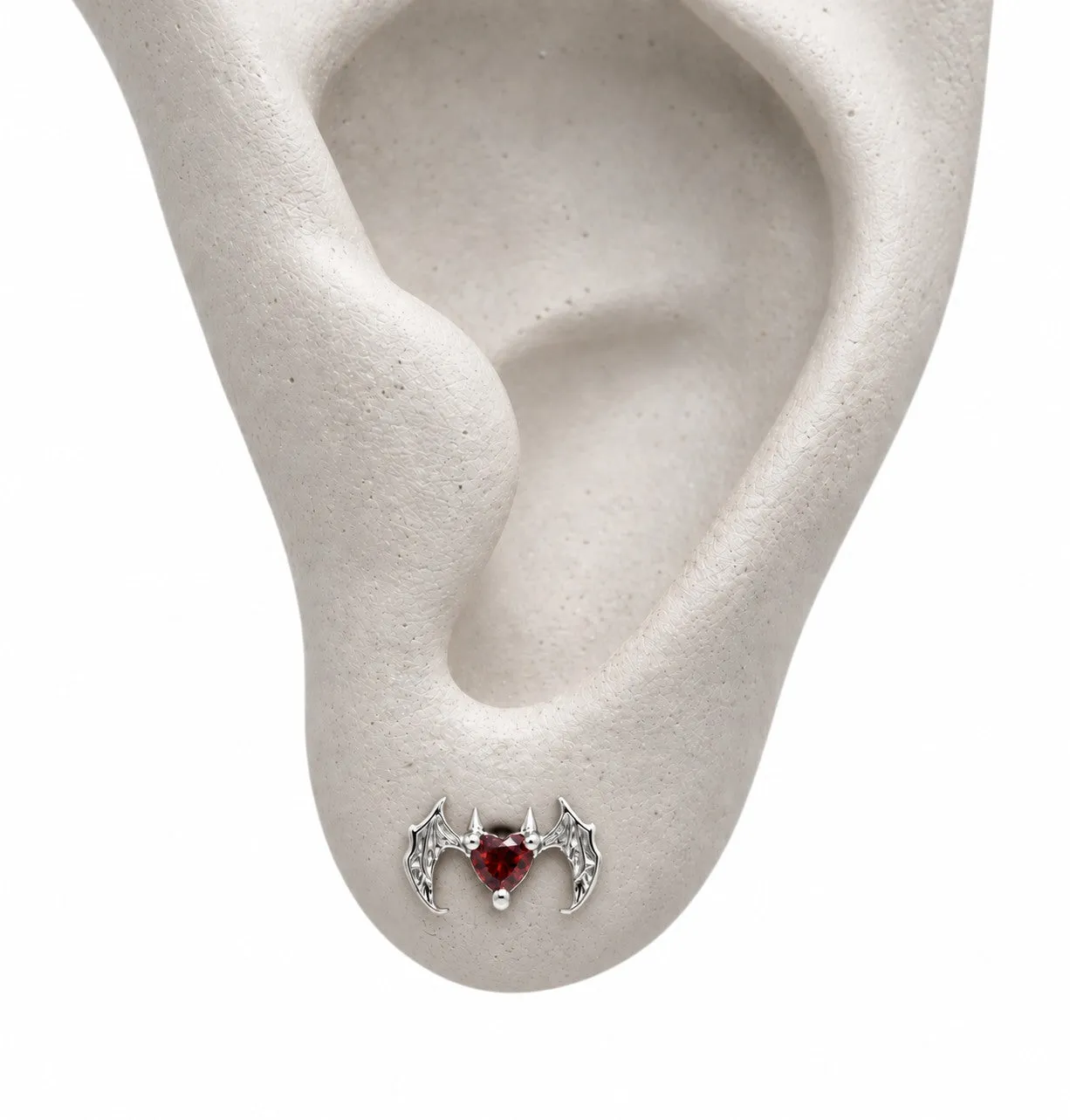 Wos Devil studs sølv ministuds rød sten