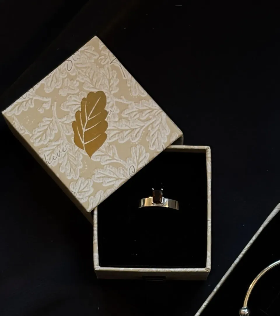 IOAKU Sapwood Boxy Ring ring sølv brun