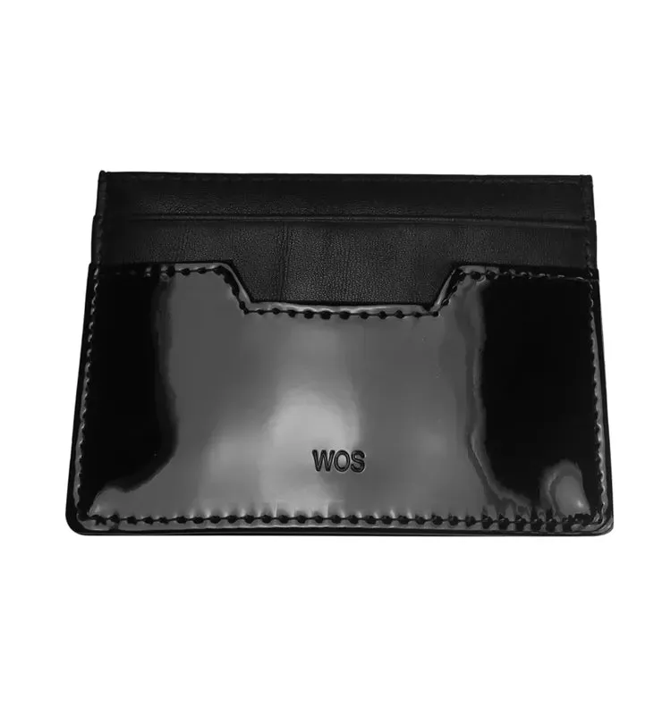 Wos Card kortholder svart lakk 11 cm skinn