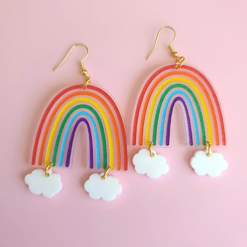 MiniKitty Statement Rainbows Clouds øredobber lette