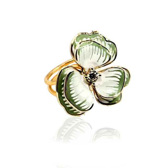 IOAKU Santorini Fleur Matcha ring gull justerbar