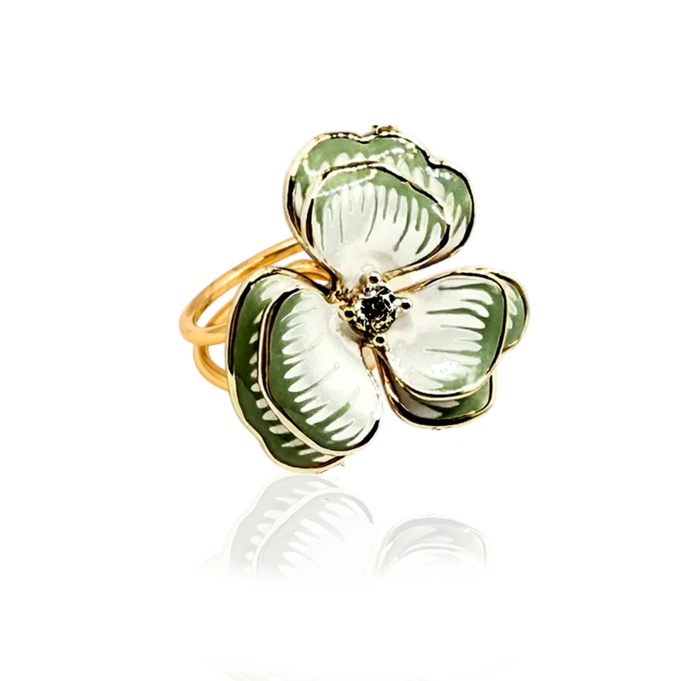IOAKU Santorini Fleur Matcha ring gull justerbar
