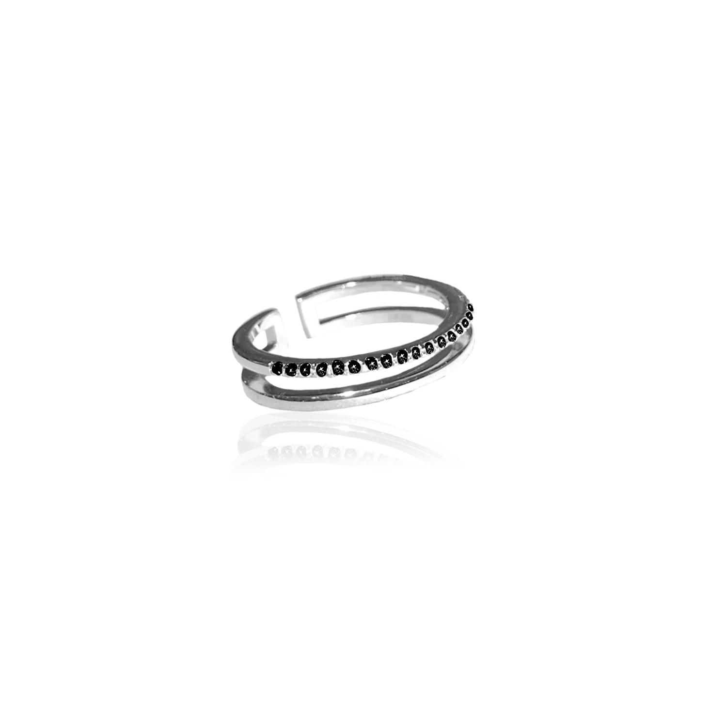IOAKU Plain Crystal Twin ring svart gull justerbar krystall