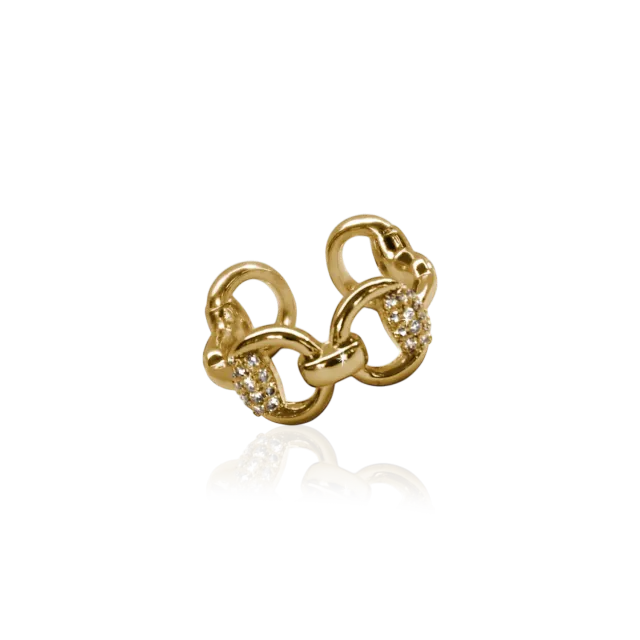 IOAKU Horsebit Sparkle justerbar ring gull messing