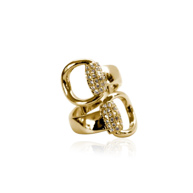 IOAKU Horsebit Bulky Sparkle ring gull justerbar