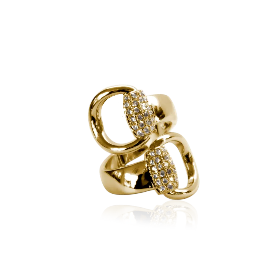 IOAKU Horsebit Bulky Sparkle ring gull justerbar