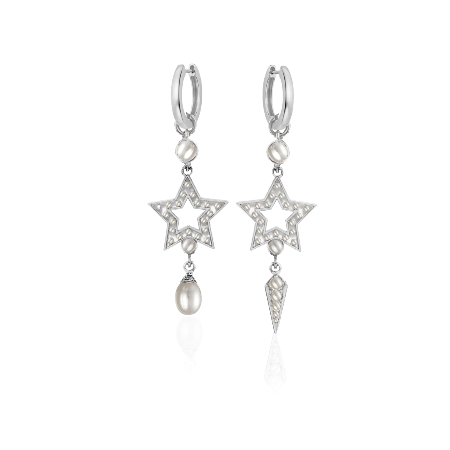 IOAKU Star Pearl Hoop øredobber gull 6 cm