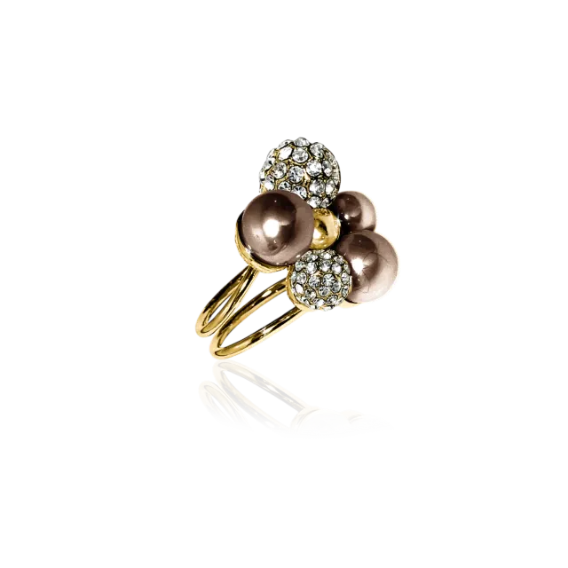IOAKU Berry Pearl Sparkle Maxi ring brun justerbar