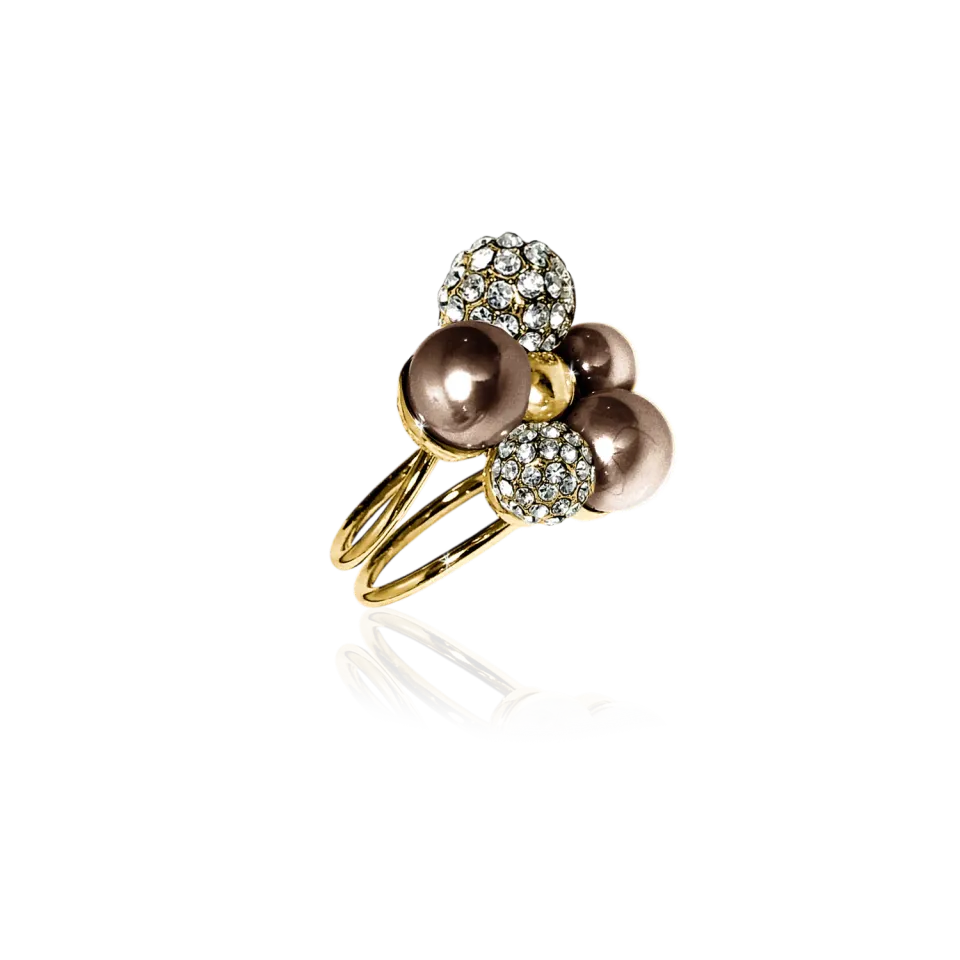 IOAKU Berry Pearl Sparkle Maxi ring brun justerbar