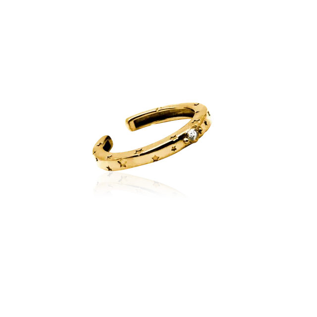 IOAKU Bear Skeleton Star ring gull justerbar
