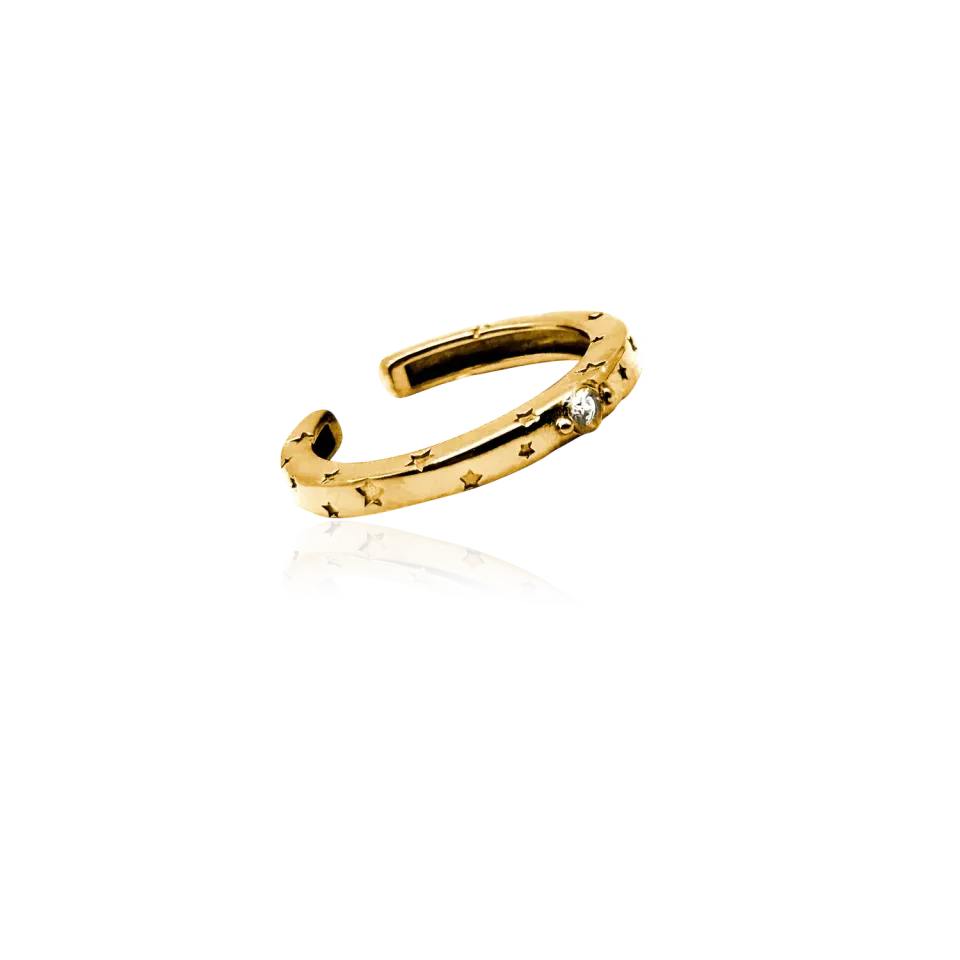 IOAKU Bear Skeleton Star ring gull justerbar