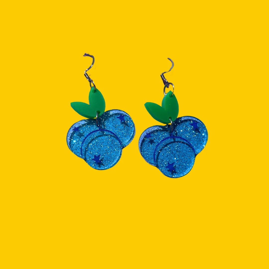 MiniKitty Blueberries øredobber blå akryl