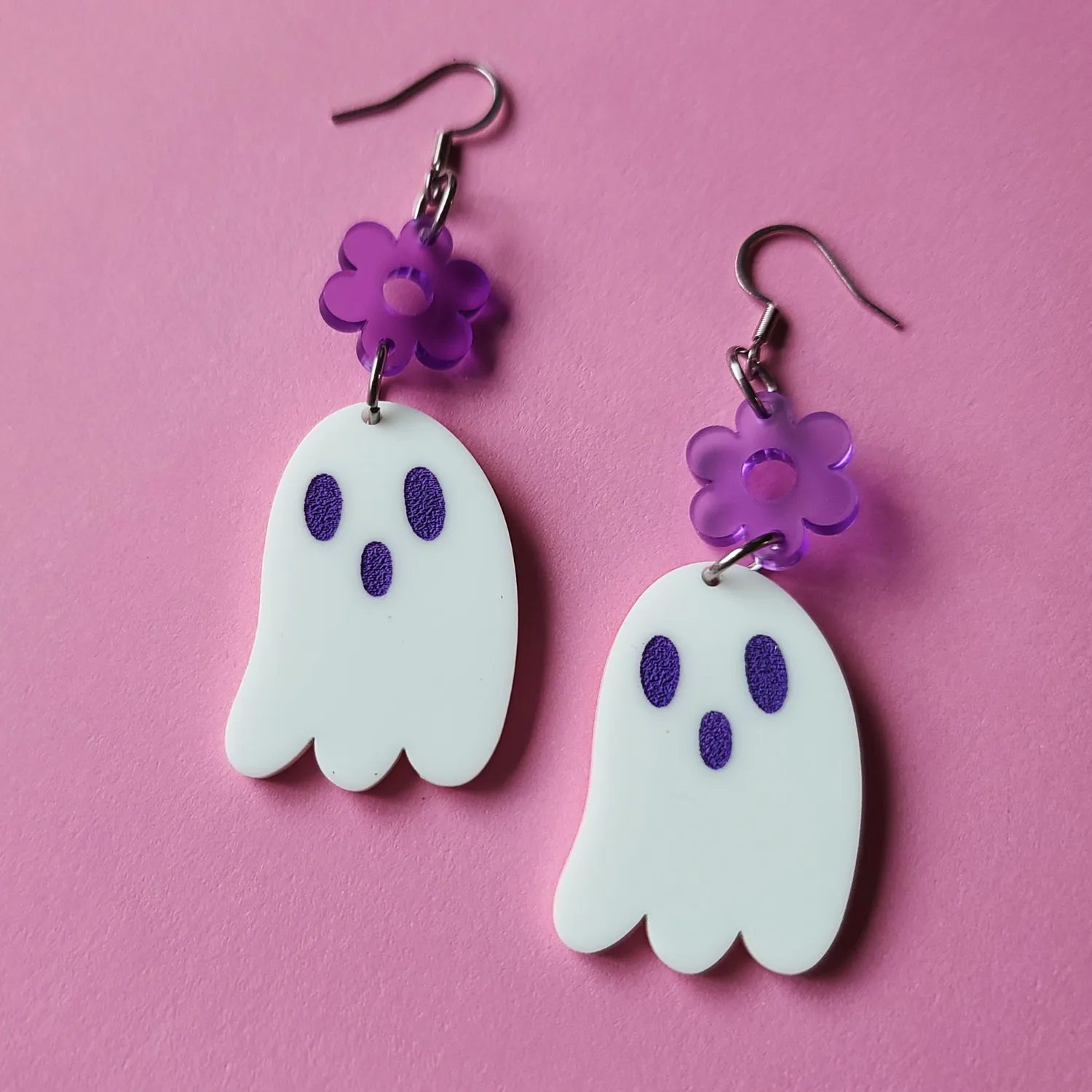 MiniKitty Purple Ghosties øredobber gull akryl