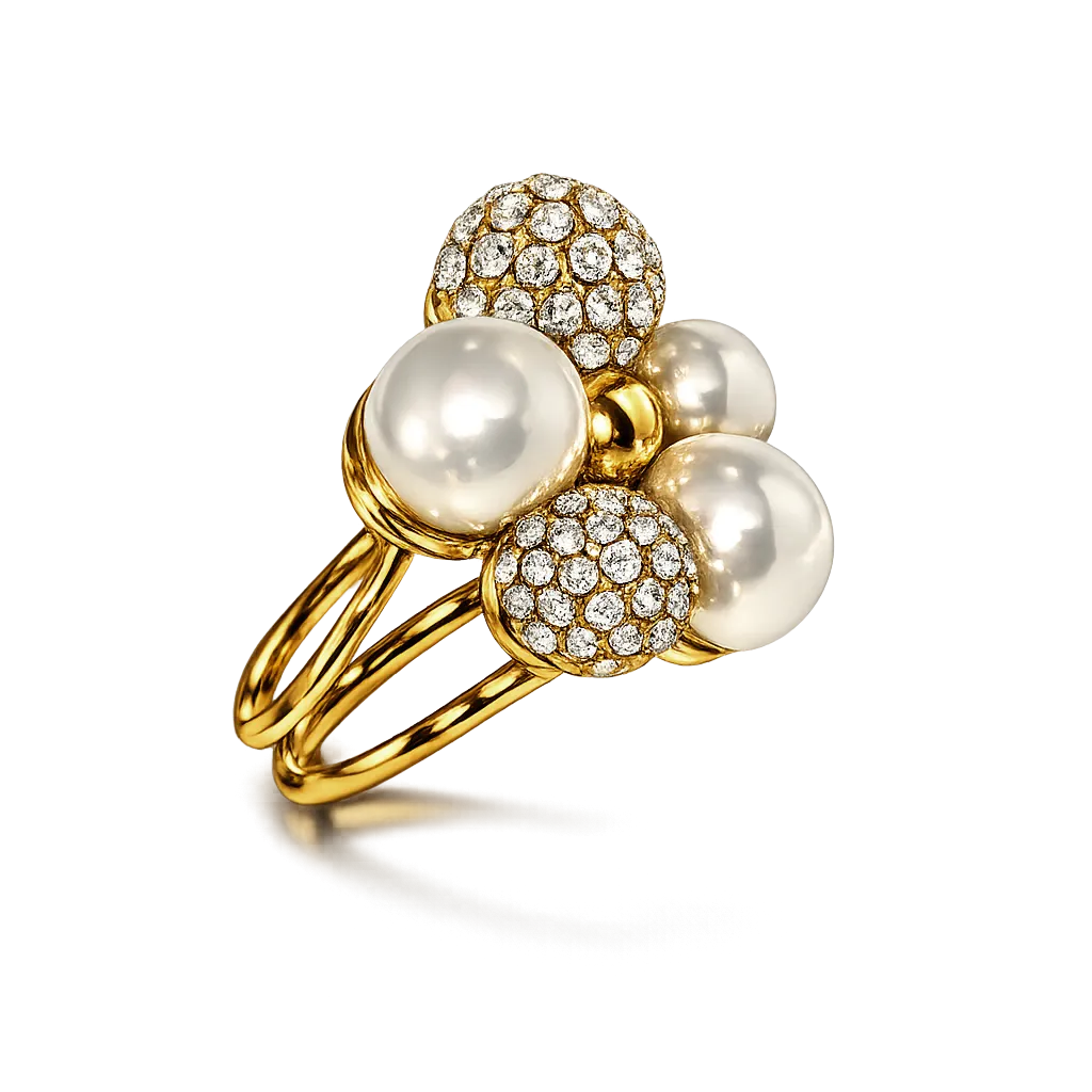 IOAKU Berry Pearl Sparkle Maxi ring hvit justerbar