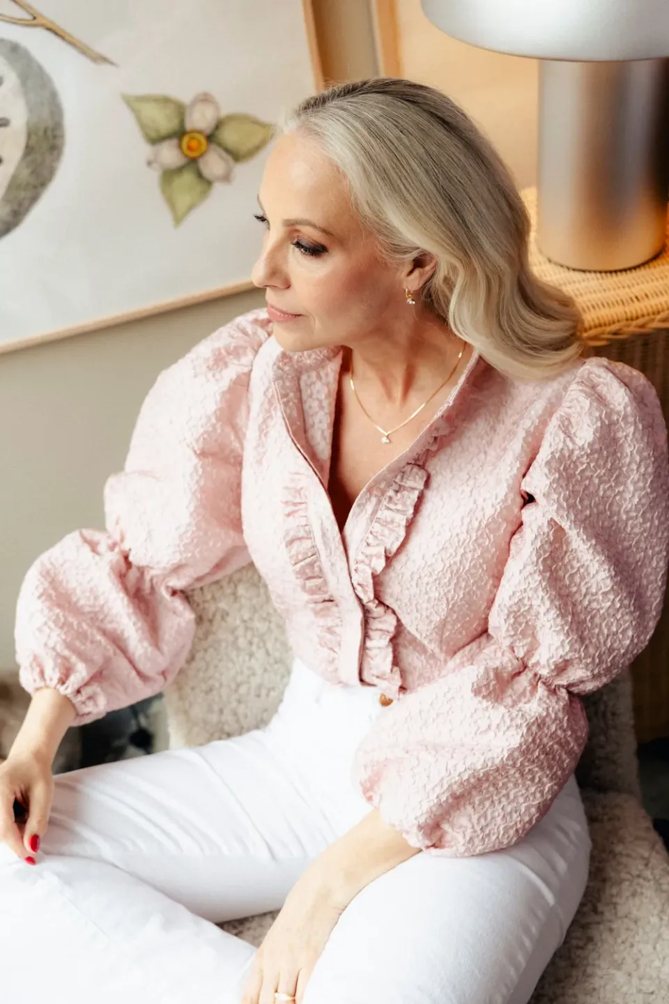 Janne Formoe Puffmedpaffblusen bluse Pink puffermer