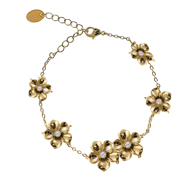 IOAKU La Fleur Iconic armbånd gull 15+5cm blomst