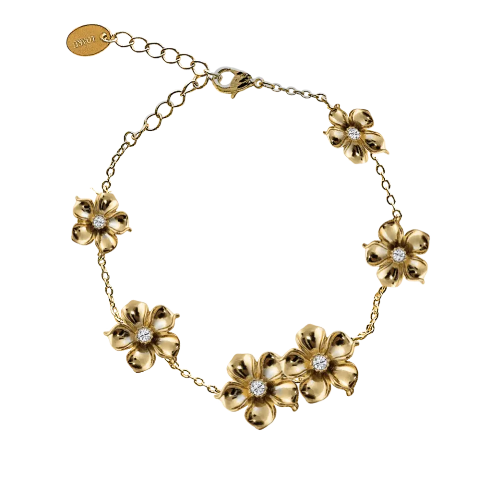 IOAKU La Fleur Iconic armbånd gull 15+5cm blomst