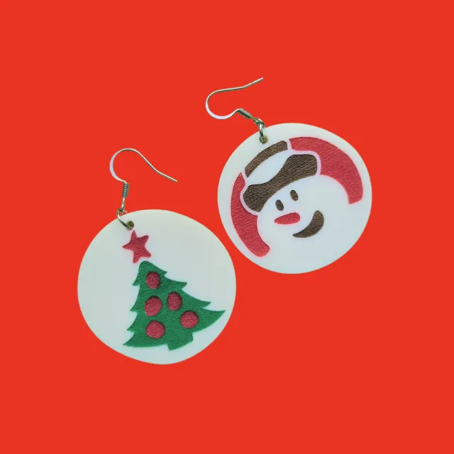 MiniKitty Christmas Cookies øredobber snømann tre