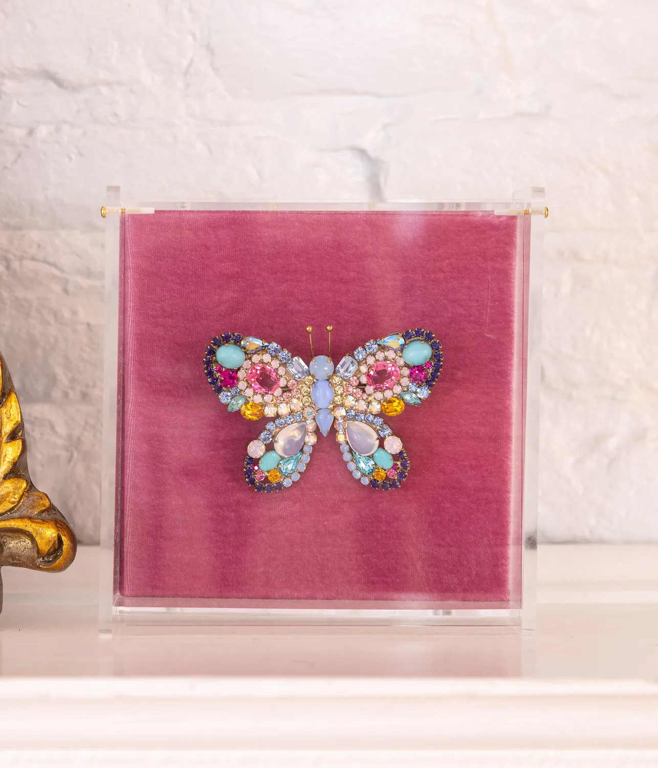 Loren Hope Butterfly brosje medium rose opal