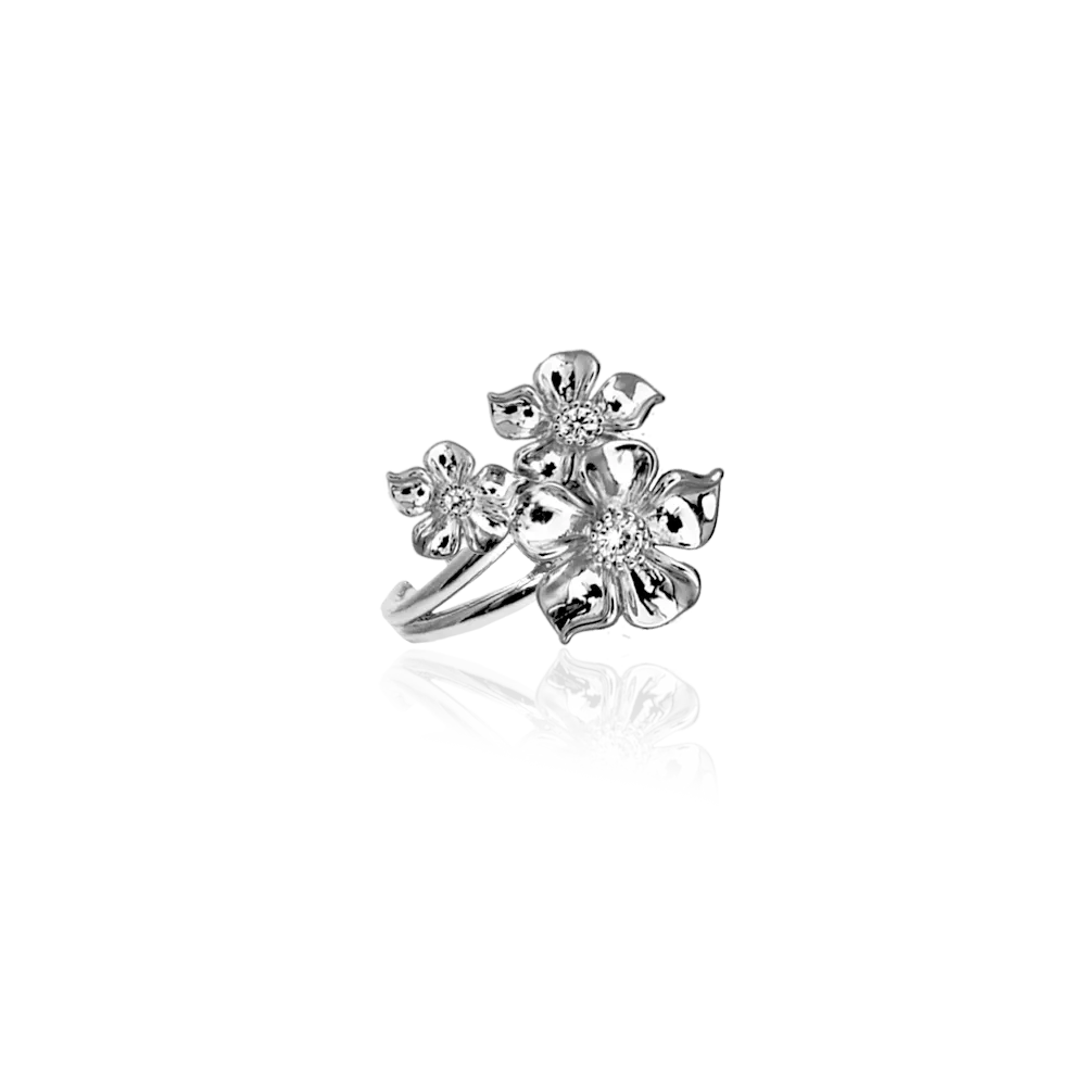 IOAKU La Fleur Iconic Trio ring gull str 7 blomst