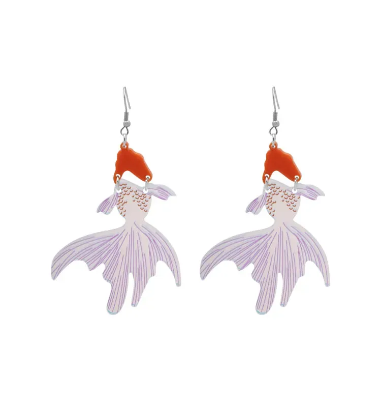 Wos Goldfish øredobber fargerike akryl 8,5 cm