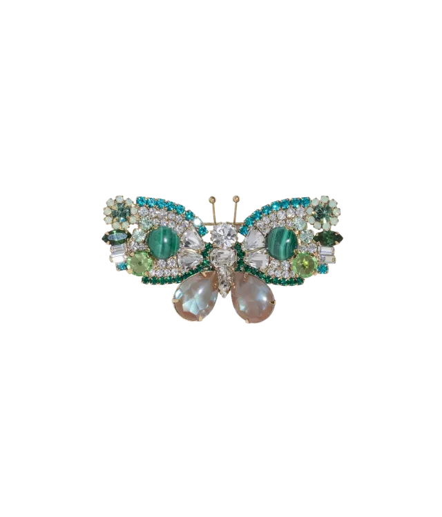 Loren Hope Medium Butterfly brosje malachite