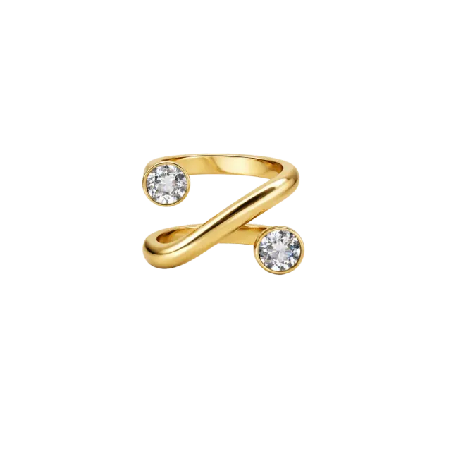 IOAKU Linear Crystal Luxury ring gull str 7