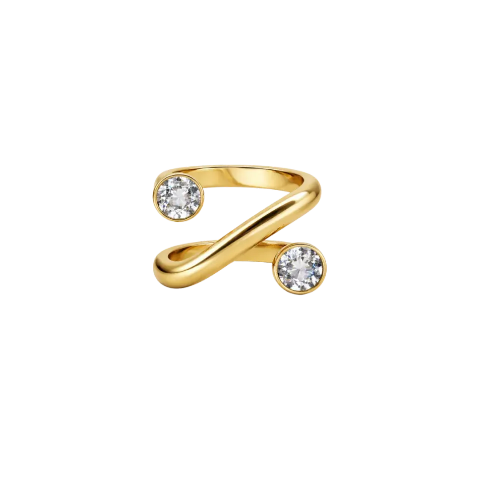 IOAKU Linear Crystal Luxury ring gull str 7