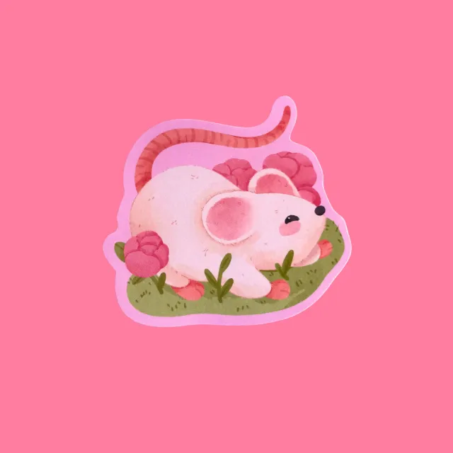 MiniKitty Rose Mouse klistremerke 7,6 cm vanntett vinyl