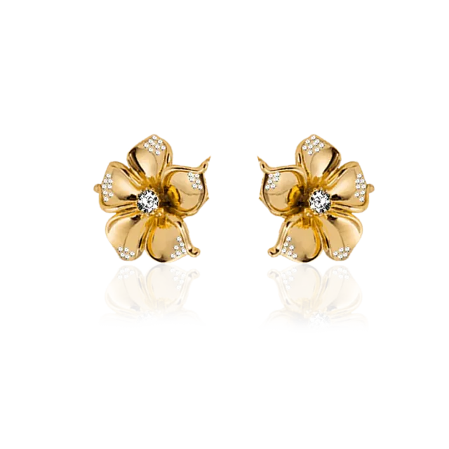 IOAKU La Fleur Crystal Stud øredobber hvit nikkelfri