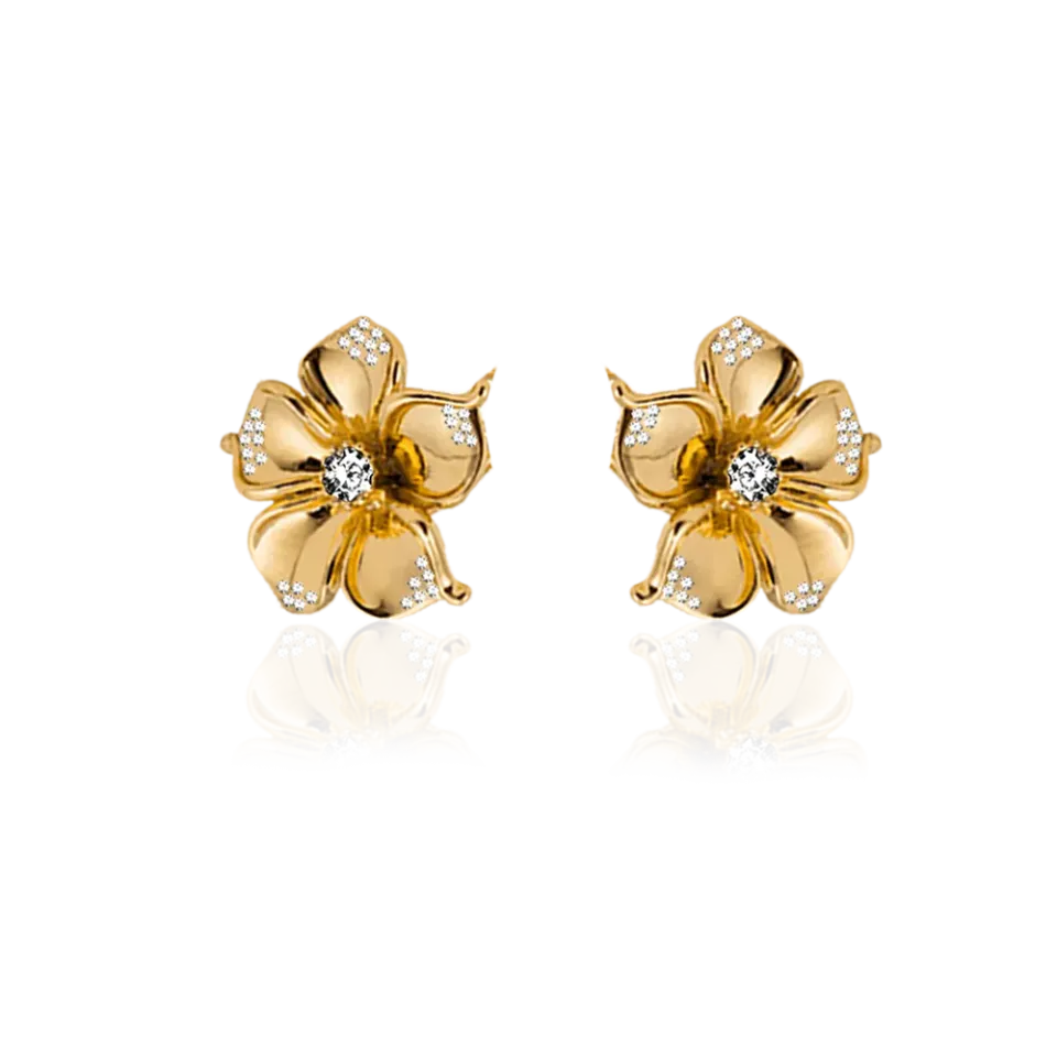 IOAKU La Fleur Crystal Stud øredobber hvit nikkelfri