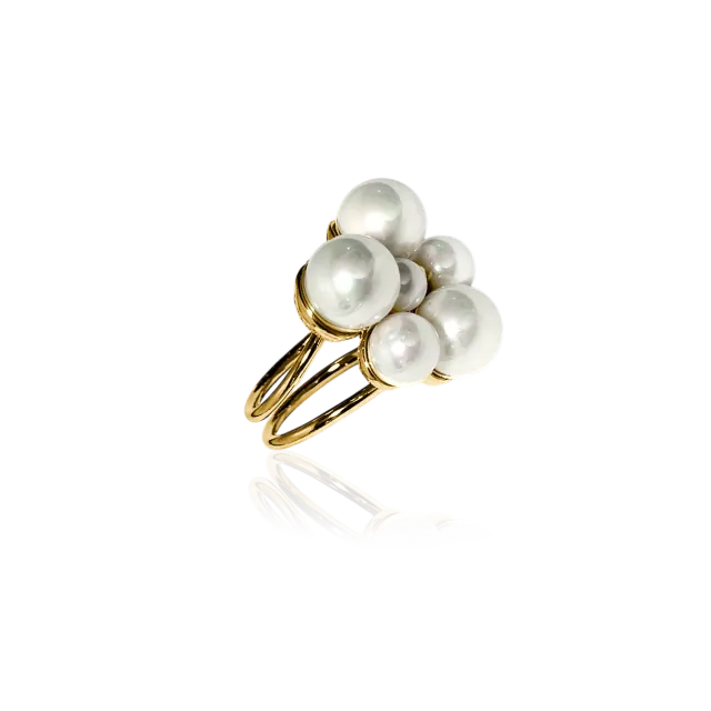 IOAKU Berry Pearl Maxi ring gull justerbar
