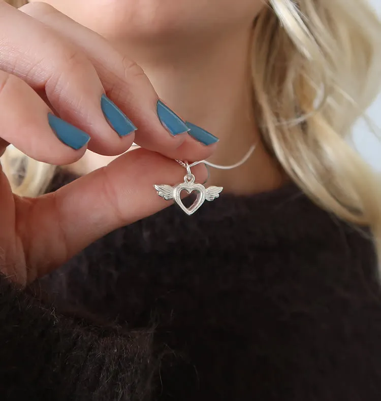 Wos Up Flying Heart anheng 925 sølv 2 cm