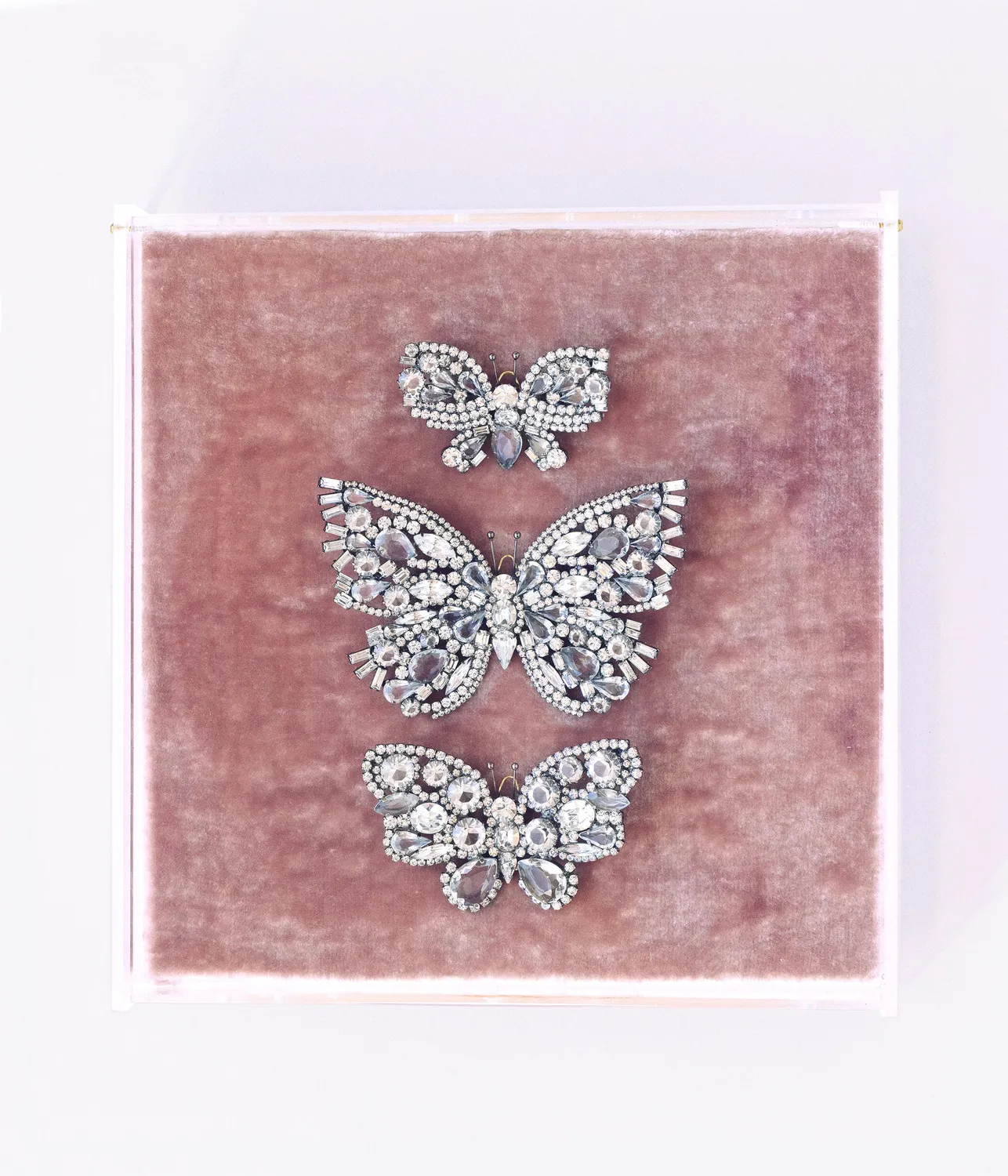 Loren Hope Butterfly Trio brosje krystall 3-pak vintage