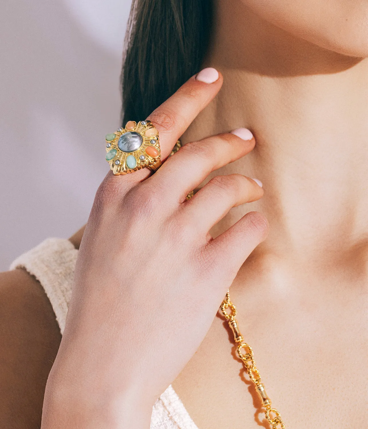 Loren Hope Davis ring multi pastell justerbar
