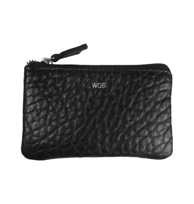 Wos Mini Keeper lommebok svart skinn 12 cm