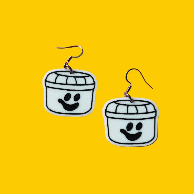 MiniKitty Halloween Ghost Bucket øredobber sølv