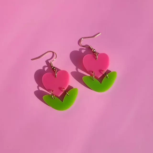 MiniKitty Heart Tulips øredobber akryl
