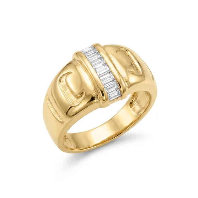 IOAKU Crystal Signet ring gull str 7 rustfritt stål