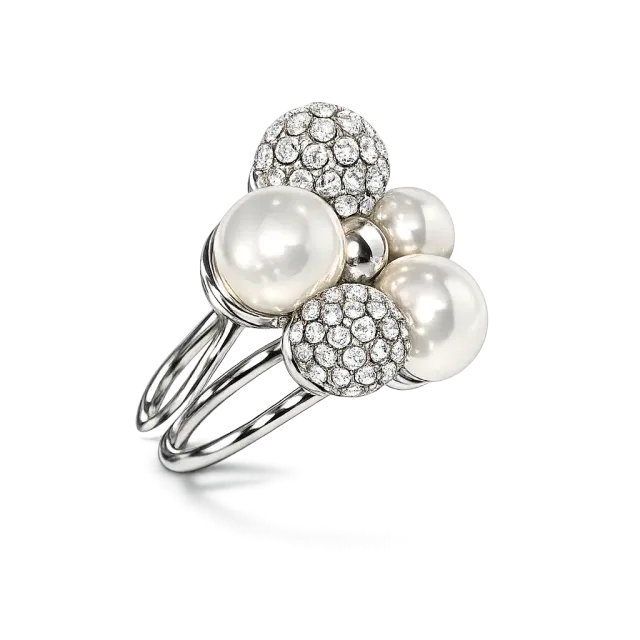IOAKU Berry Pearl Sparkle Maxi ring hvit justerbar